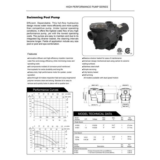 Self-Priming High Performance In-Ground Swimming Pool HP Pump